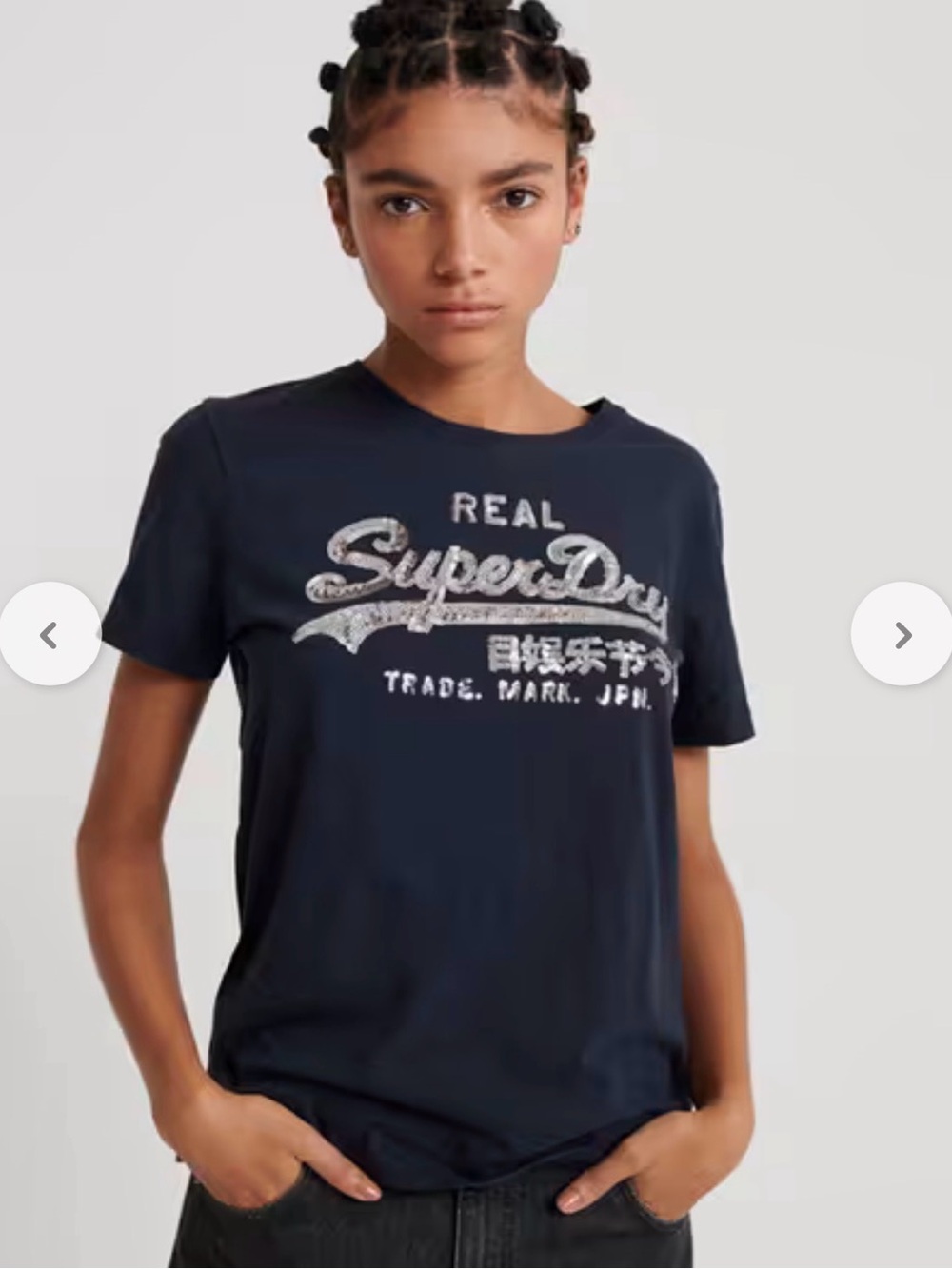Superdry Navy Short-Sleeve Tee with Silver embroidered Logo